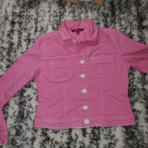 SO Vibrant Pink Cotton Button Up Jacket